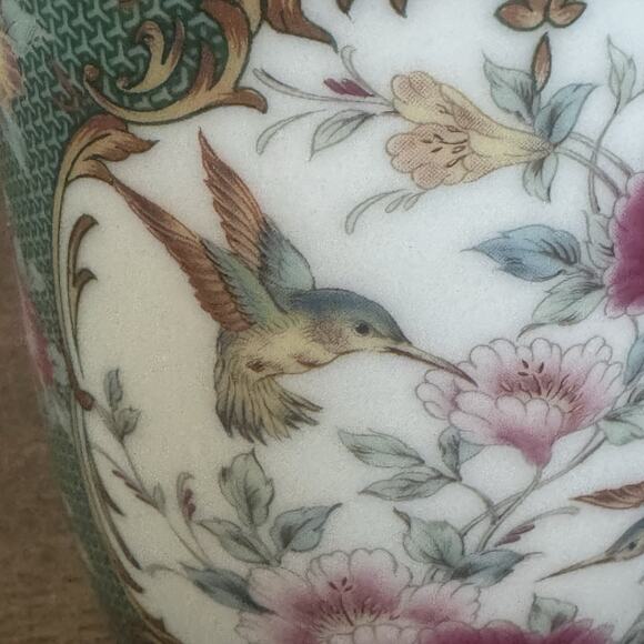 VTG Otagiri Japan Gallery Hummingbird Mug Tea Cup Floral Green Pink Birds Asian - Picture 5 of 11